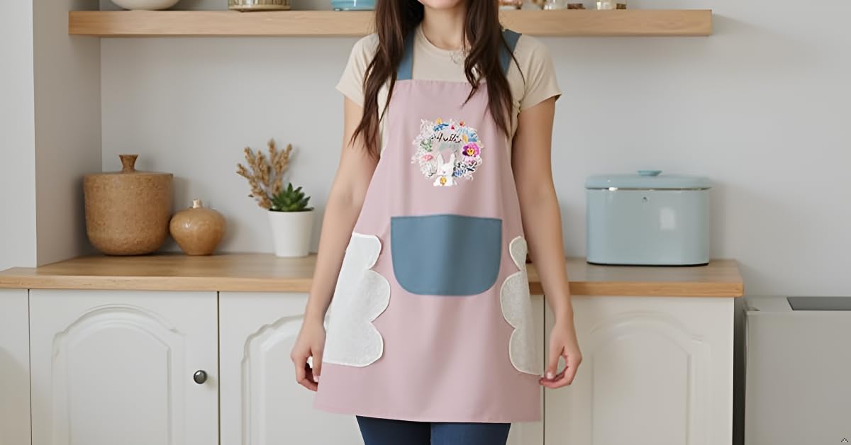 Floral Bunny Kitchen Apron Set