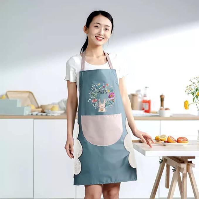 Floral Bunny Kitchen Apron Set